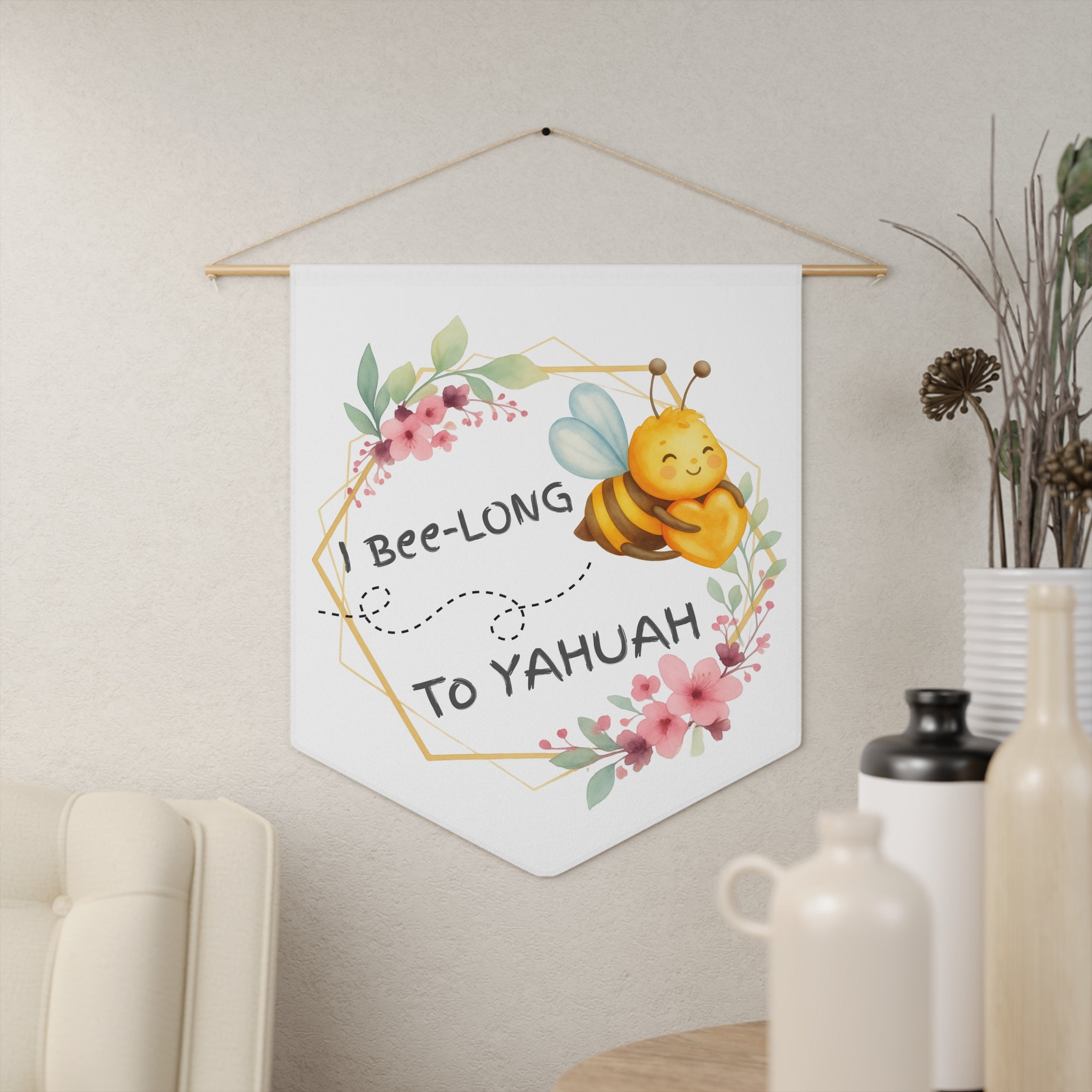 Bee-Long to Yahuah Floral Pennant — Rooted In Yahuah